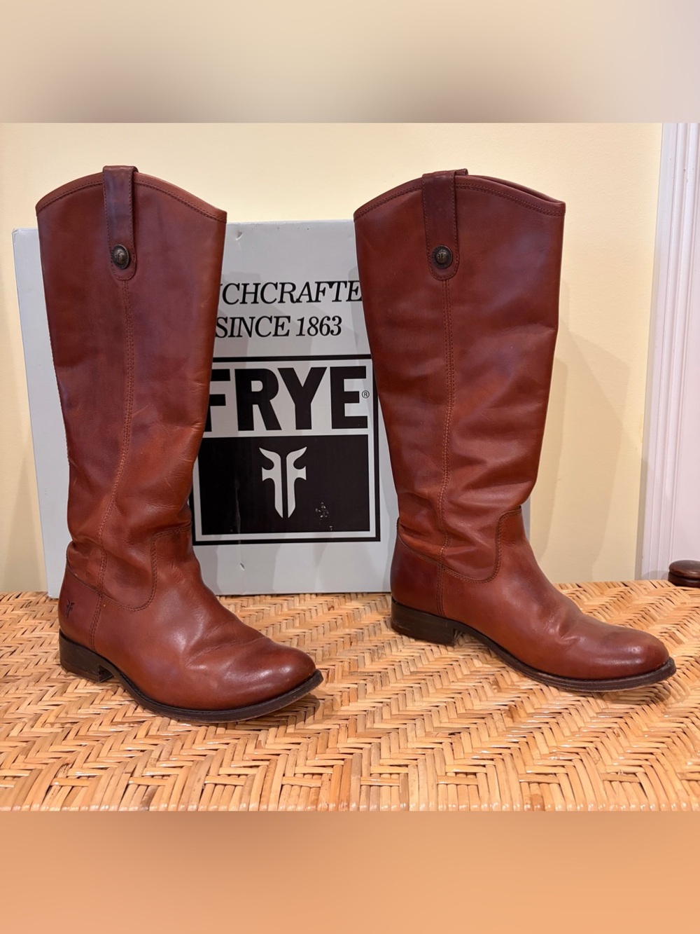 Frye Melissa Button Cognac Boots Size 5.5